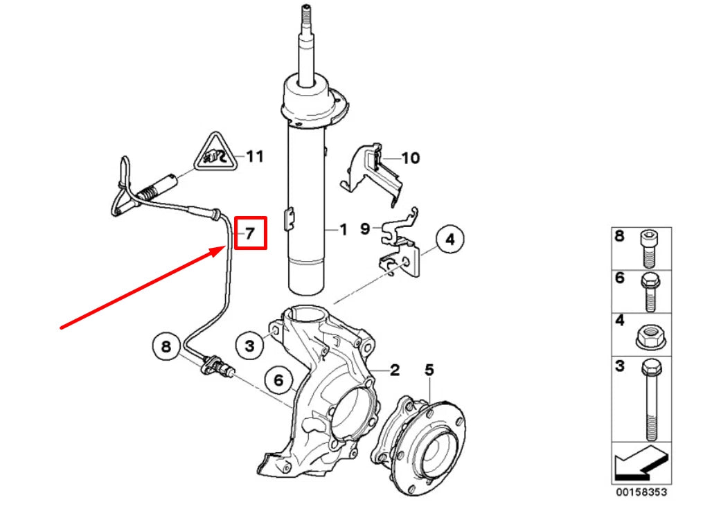 NEW BMW 3 CABRIO E93 FRONT RIGHT ABS SENSOR 7853586 34527853586 ORIGINAL