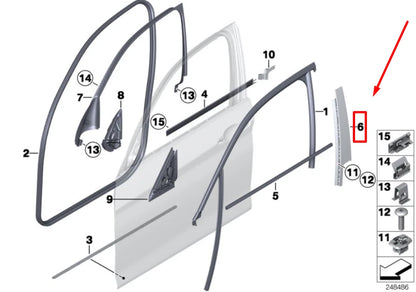 NEW BMW 1 F20 FRONT RIGHT COLUMN-B DOOR MOLDING COVER 51337340626 7340626
