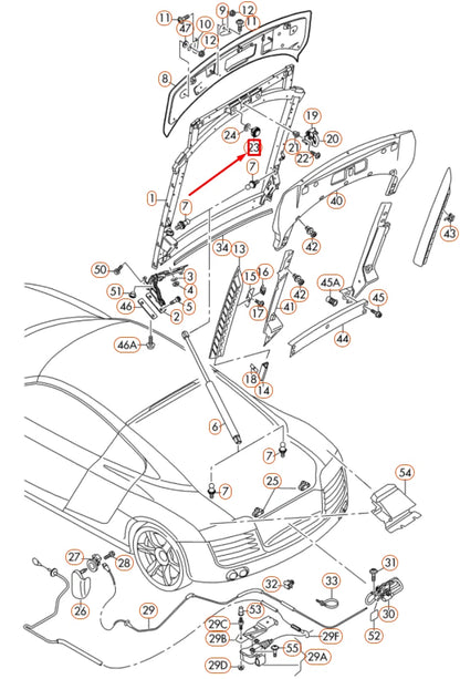 NEW AUDI R8 42 REAR LID DAMPER 420827522A ORIGINAL