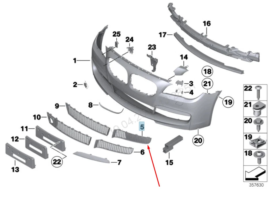 NEW BMW 7 F01 FRONT M BUMPER LOWER RIGHT GRILLE 51117903676 7903676 2015