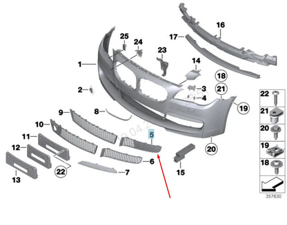 NEW BMW 7 F01 FRONT M BUMPER LOWER RIGHT GRILLE 51117903676 7903676 2015