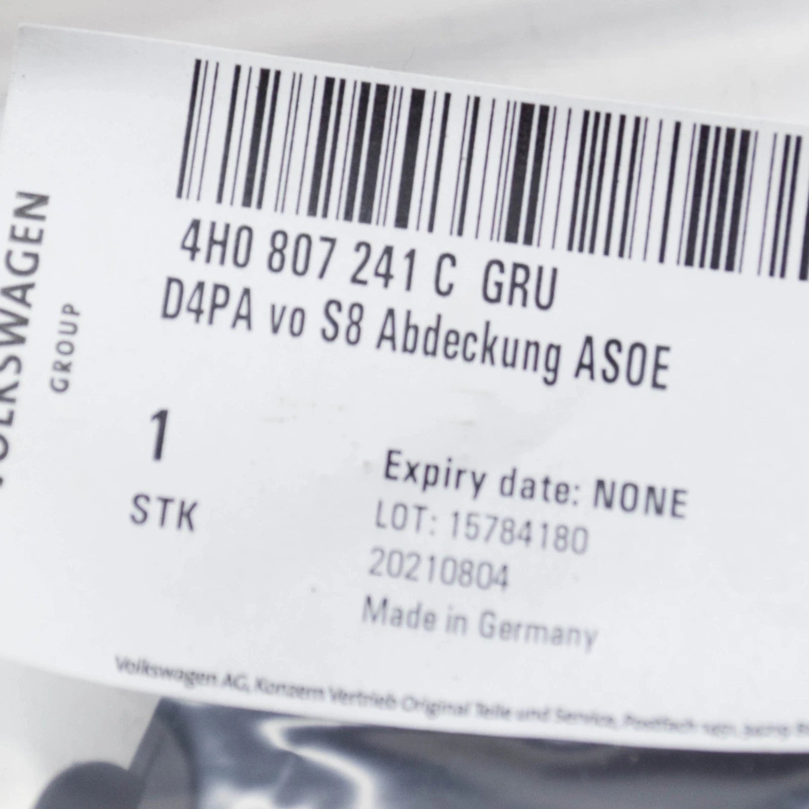 NEW AUDI A8 4H FRONT BUMPER TOWING EYE COVER 4H0807241CGRU ORIGINAL