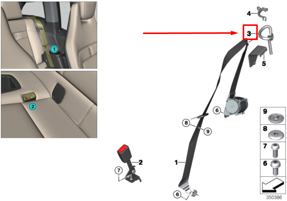 new bmw i3 i01 rear left seat belt guide 7304153 72117304153 original