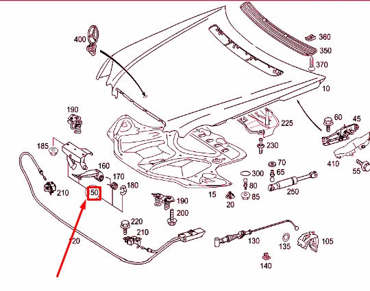 NEW MERCEDES-BENZ E W211 ENGINE HOOD RETAINING HOOK A2118800564 ORIGINAL