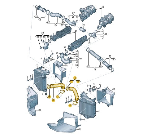 NEW AUDI Q7 4M RIGHT LOWER INTERCOOLER HOSE 4M0145738AE