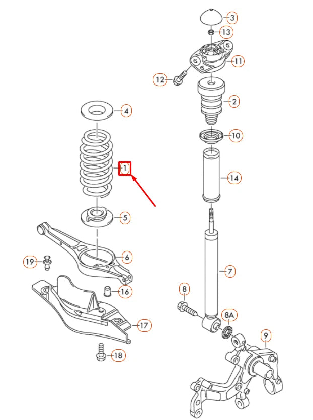 NEW VOLKSWAGEN GOLF 5K MK6 REAR AXLE COIL SPRING 1K0511115CT ORIGINAL