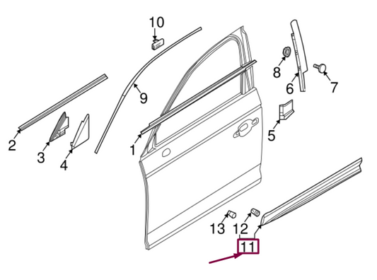 new audi q5 80a front right door molding 80a8539604w3 original