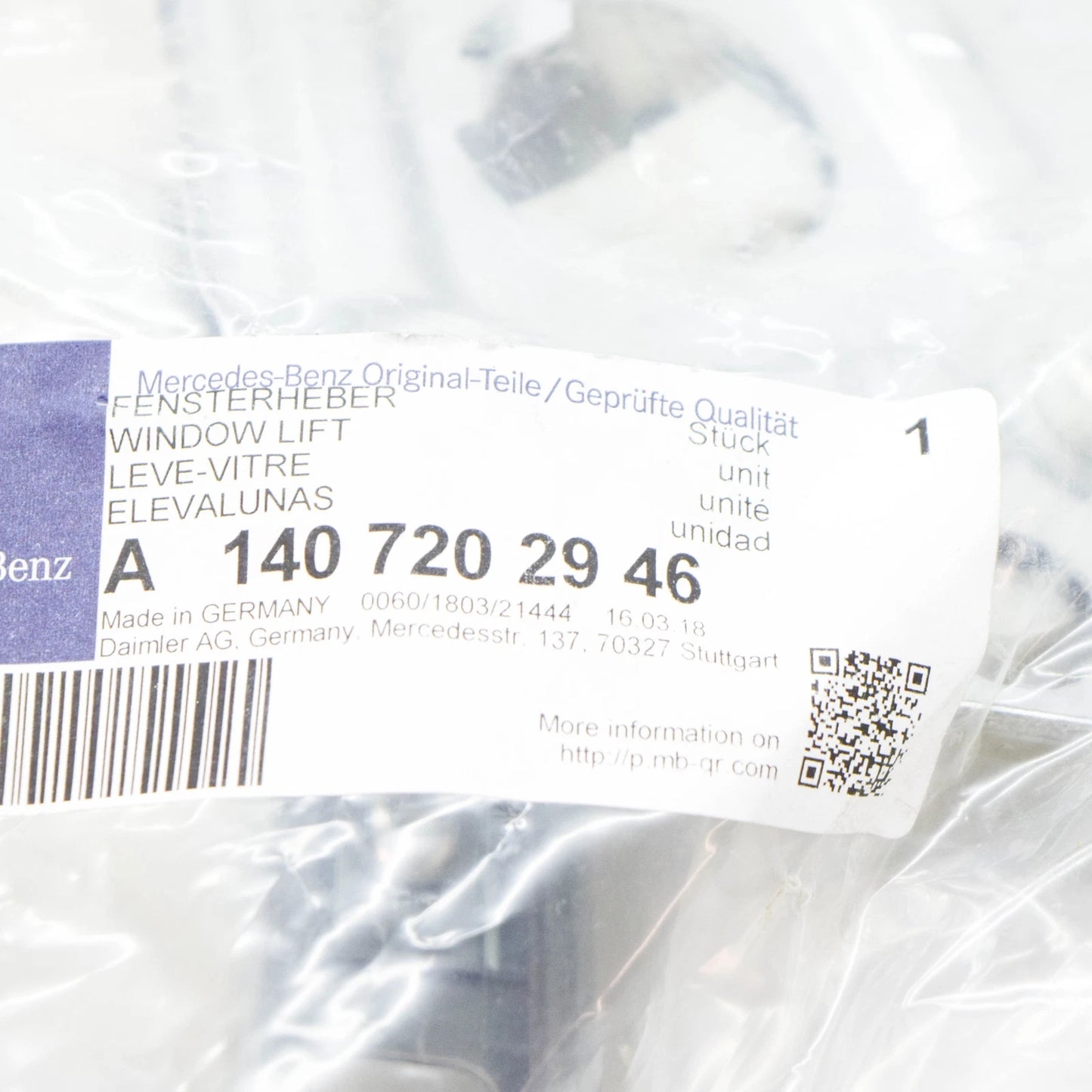 NEW MERCEDES-BENZ S-CLASS W140 FRONT LEFT WINDOW REGULATOR A1407202946 ORIGINAL