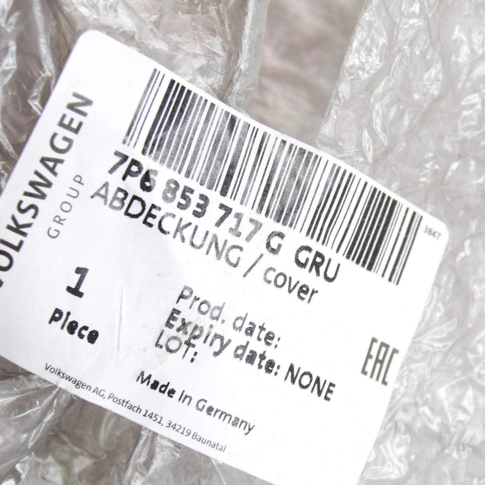 NEW VW TOUAREG 7P FRONT LEFT FENDER WHEEL COVER MOLDING 7P6853717GGRU ORIGINAL