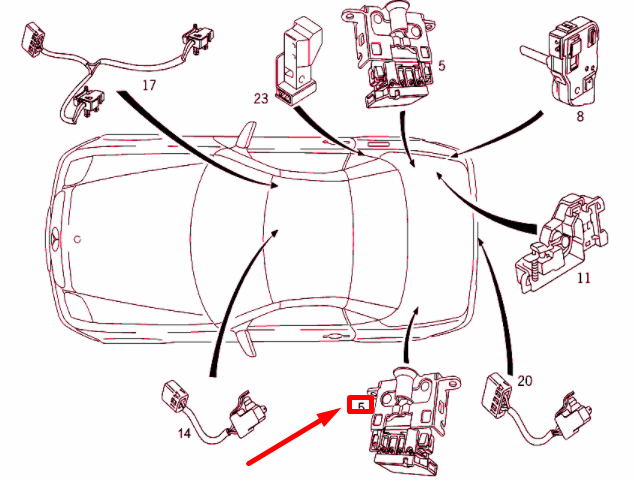 NEW MERCEDES-BENZ SLK R170 VARIO ROOD COVER PROXIMIXY SWITCH A1708200110