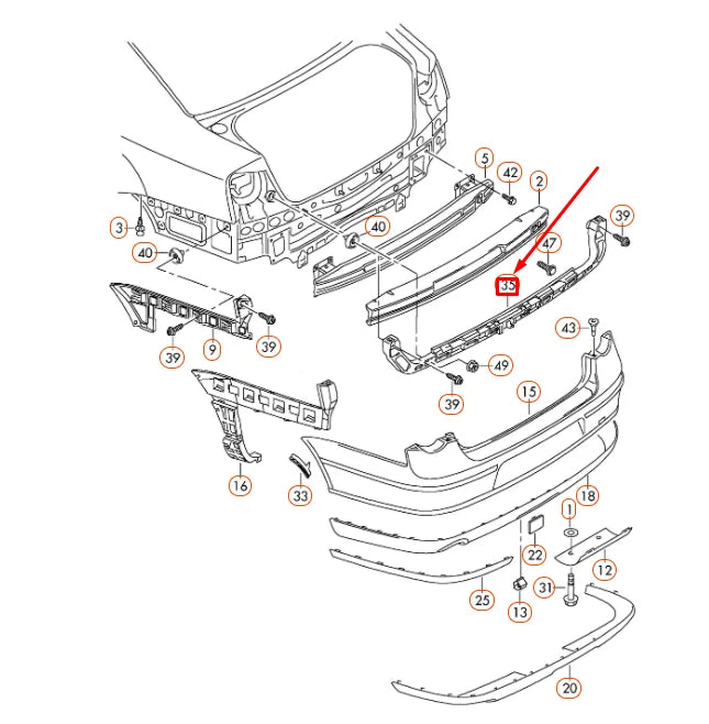 NEW VOLKSWAGEN PASSAT B6 REAR BUMPER SECURING STRIP 3C5807861 ORIGINAL