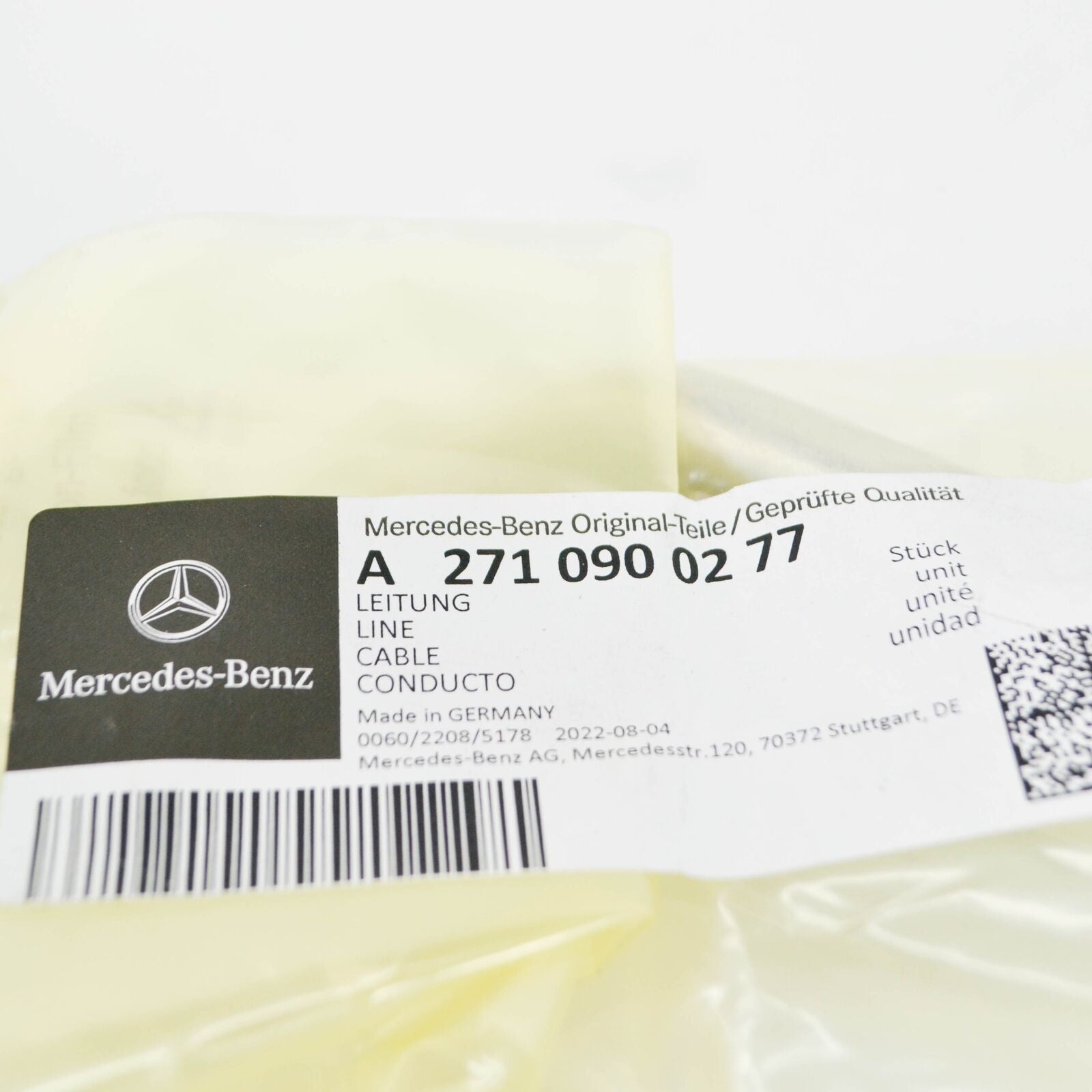 NEW MERCEDES-BENZ C W204 TURBOCHARGER OIL RETURN LINE A2710900277 ORIGINAL