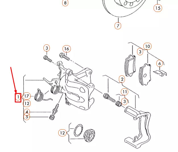 NEW VW BEETLE A5 REAR RIGHT BRAKE CALIPER 5K0615424A ORIGINAL