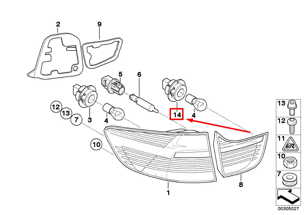 NEW BMW X6 E71, E72 TAIL LIGHT BULB HOLDER 63212336507 2336507 ORIGINAL