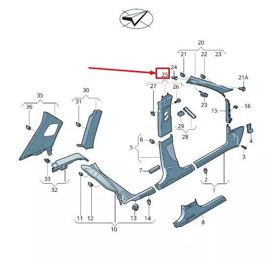 NEW AUDI RSQ3 8U LEFT UPPER B-PILLAR TRIM 8U0867243SQ9