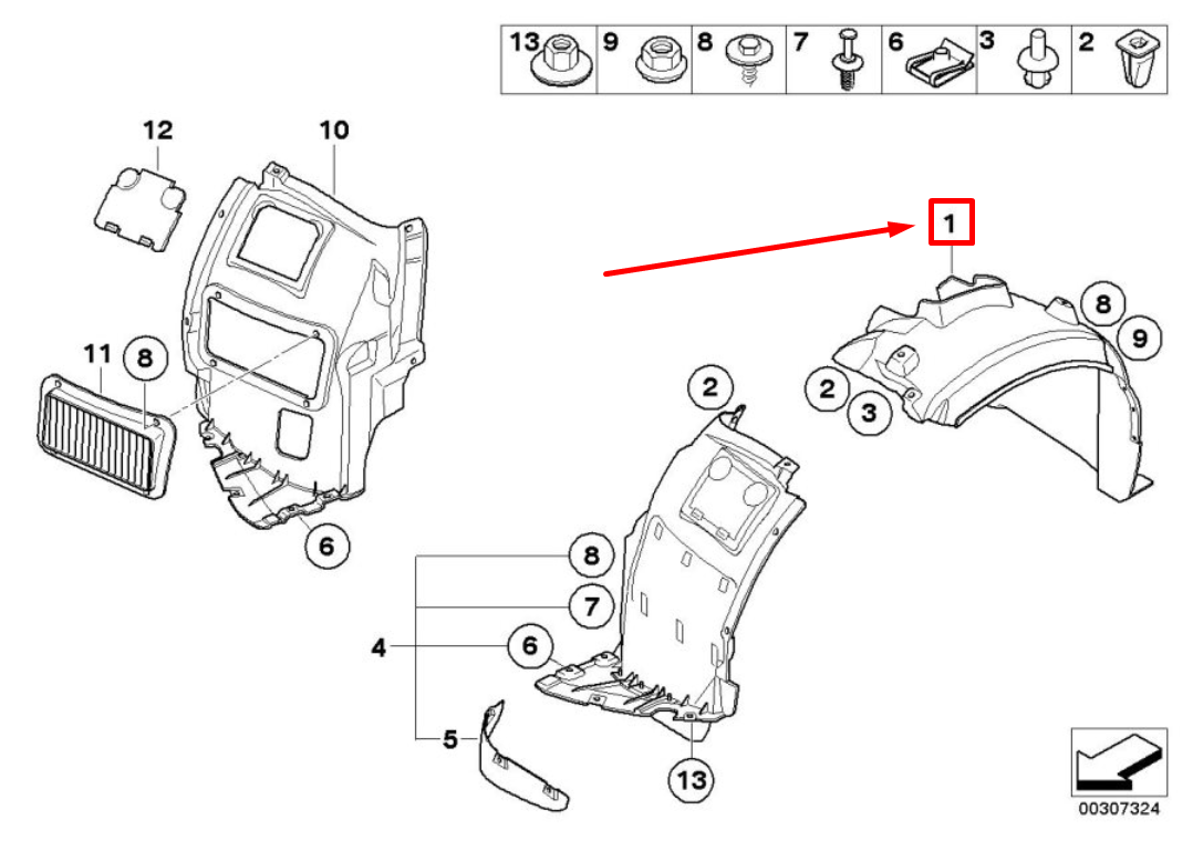 new bmw 1 cabrio e88 front left inner fender 7166243 51717166243 original