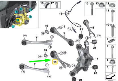 NEW BMW I8 I12 REAR AXLE ROLL-OVER STRUT WITH RUBBER MOUNT 33326862218 ORIGINAL