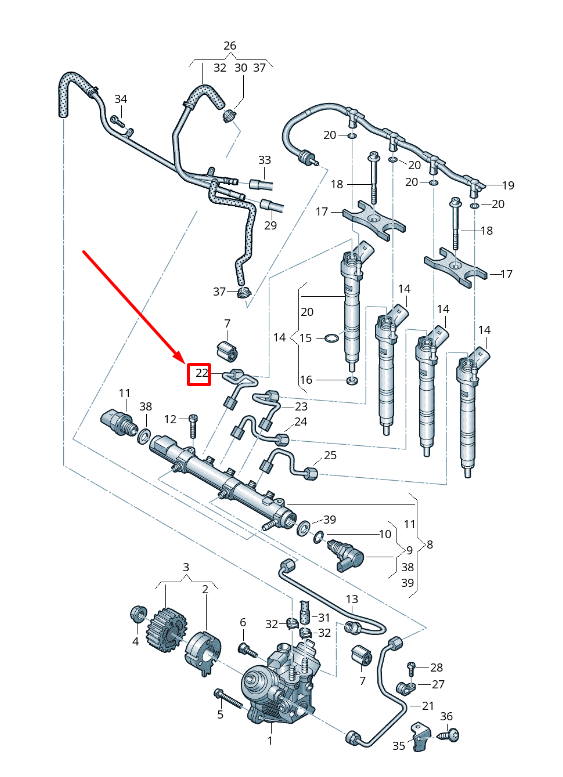 new vw tiguan ad fuel rail pressure pipe 03n130301 original