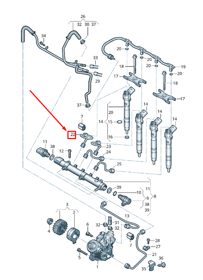 new vw tiguan ad fuel rail pressure pipe 03n130301 original
