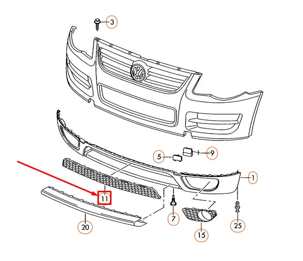 NEW VOLKSWAGEN TOUAREG 7L FRONT BUMPER LOWER GRILL 7L9853676A9B9