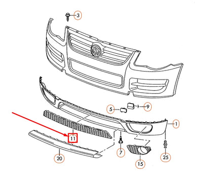 NEW VOLKSWAGEN TOUAREG 7L FRONT BUMPER LOWER GRILL 7L9853676A9B9