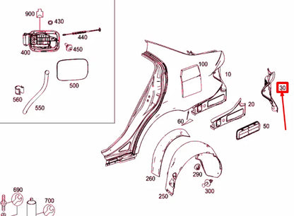 NEW MERCEDES-BENZ C W204 REAR LEFT FENDER STIFFENING A2046372544 ORIGINAL