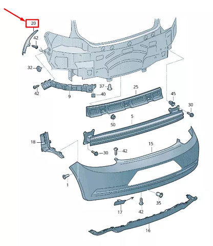 NEW VW SCIROCCO 13 REAR RIGHT WHEEL APERTURE TRIM 1K8807838A ORIGINAL