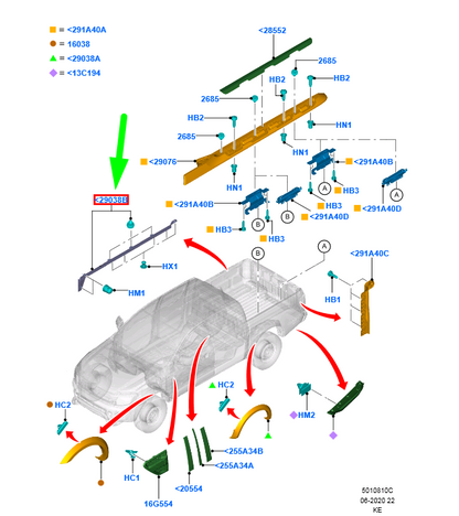 new ford ranger t6 mk1 tonneau cover roll top left moulding 2013930 original