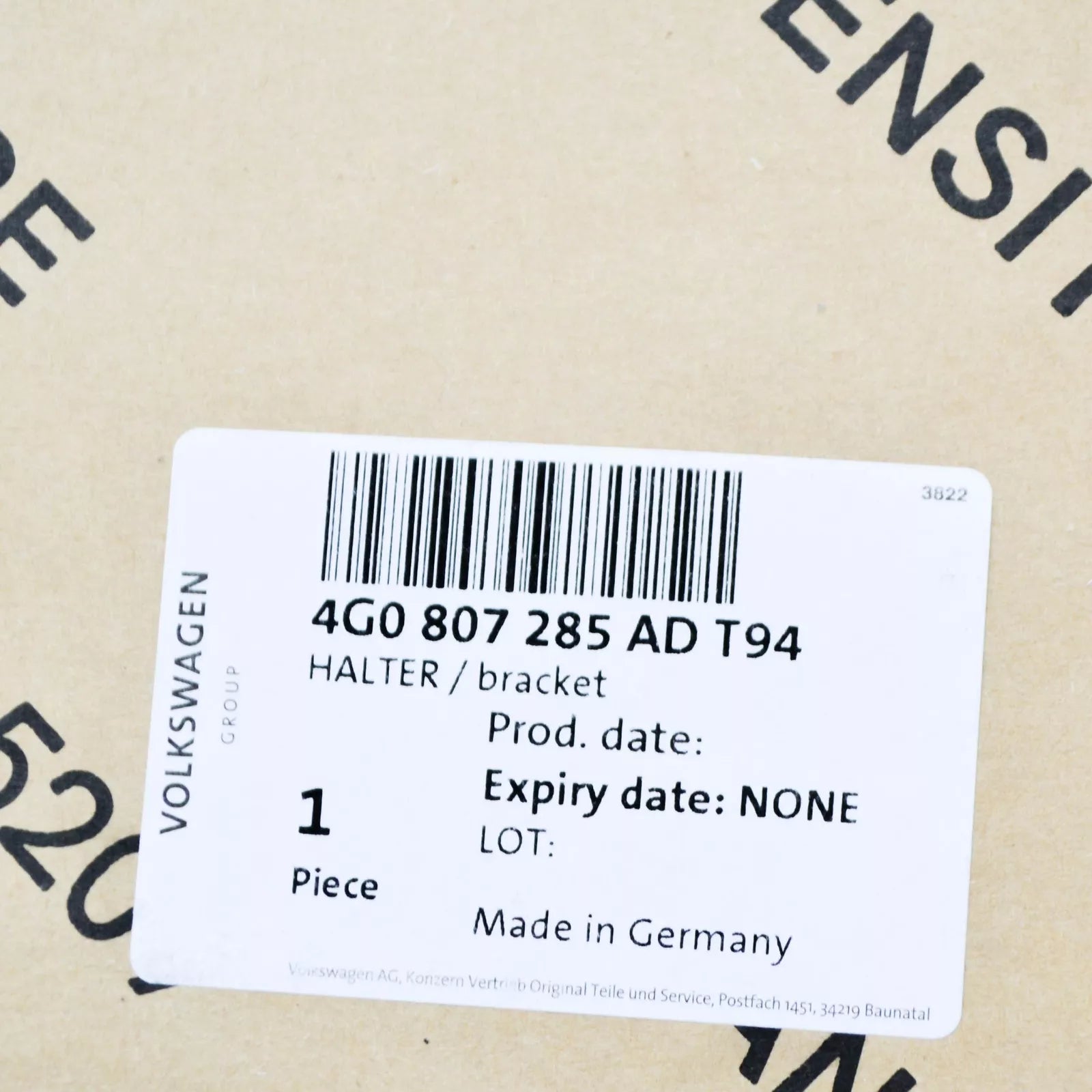 NEW AUDI A6 C7 FRONT LICENCE PLATE HOLDER 4G0807285ADT94