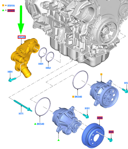 new ford ranger t6 mk3 water pump connecting tube gk2q-8a544-ba 2380746 original
