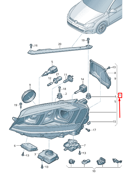 new vw golf vii 5g mk7 front left headlight rhd 5g2941043a original