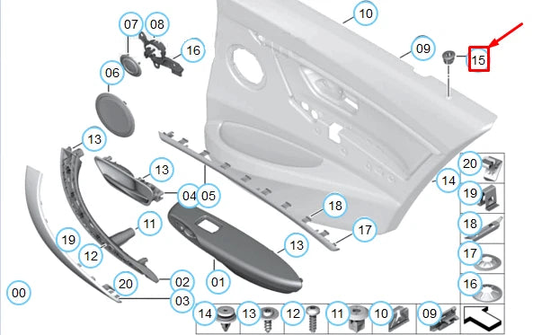 NEW BMW F30 F31 F35 REAR DOOR LOCKING KNOB TRIM 51427316860 ORIGINAL