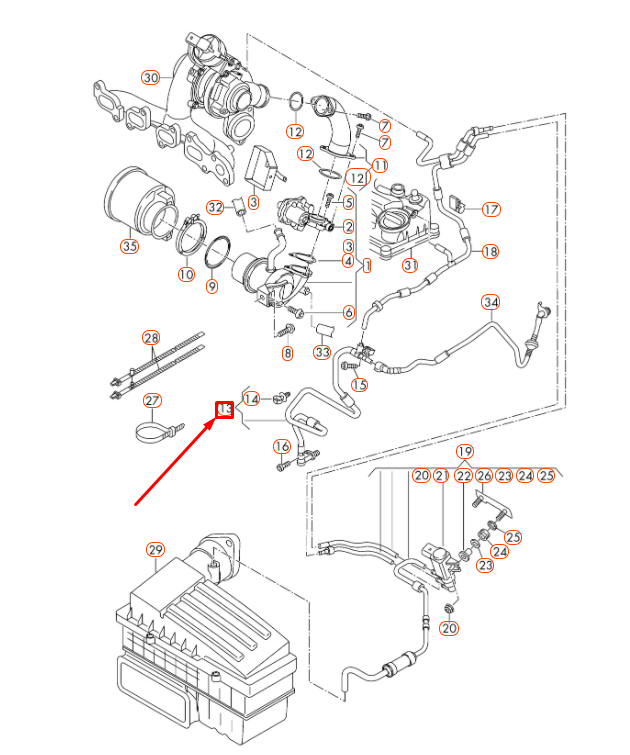 new audi a1 8x vacuum hose 04l129456e original