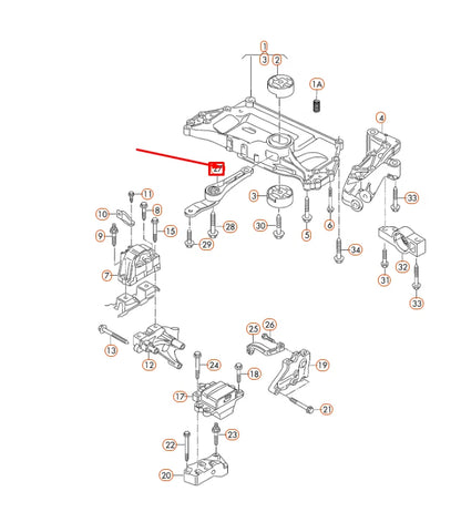 NEW AUDI A3 8P REAR ENGINE SUPPORT 1K0199855BC ORIGINAL