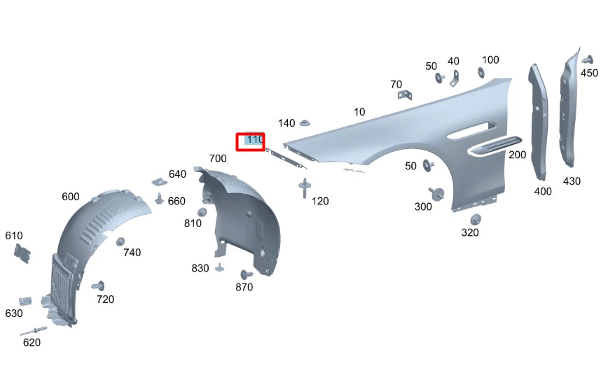 NEW MERCEDES-BENZ SL R232 FRONT FENDER RIGHT PROTECTIVE FILM A2329832200