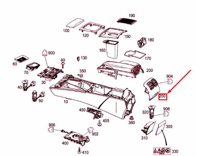 NEW MERCEDES-BENZ C W204 REAR CENTER CONSOLE AIR VENT A20483009548R73 ORIGINAL