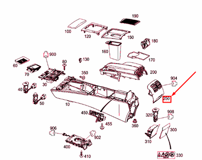 NEW MERCEDES-BENZ C W204 REAR CENTER CONSOLE AIR VENT A20483009548R73 ORIGINAL