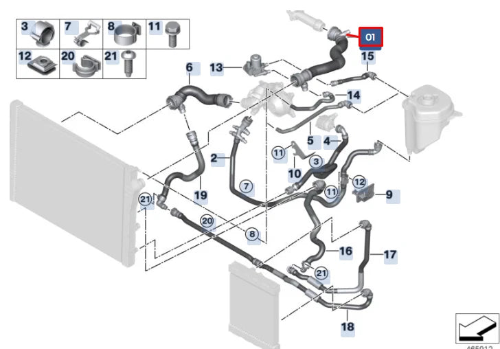 NEW BMW X6 F16 UPPER RADIATOR WATER TANK PIPE 17128514218 8514218 ORIGINAL