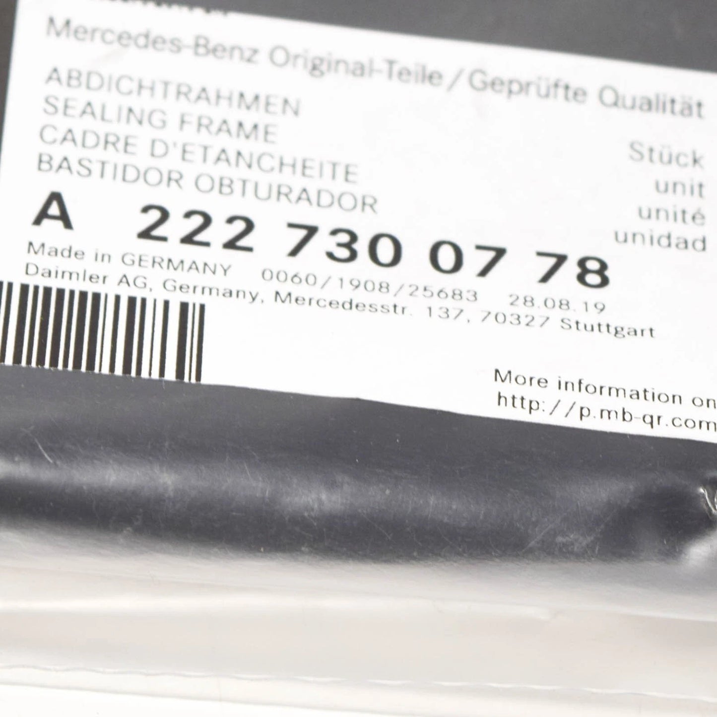 NEW MERCEDES-BENZ S-CLASS W222 REAR LEFT DOOR SEAL GASKET A2227300778 ORIGINAL