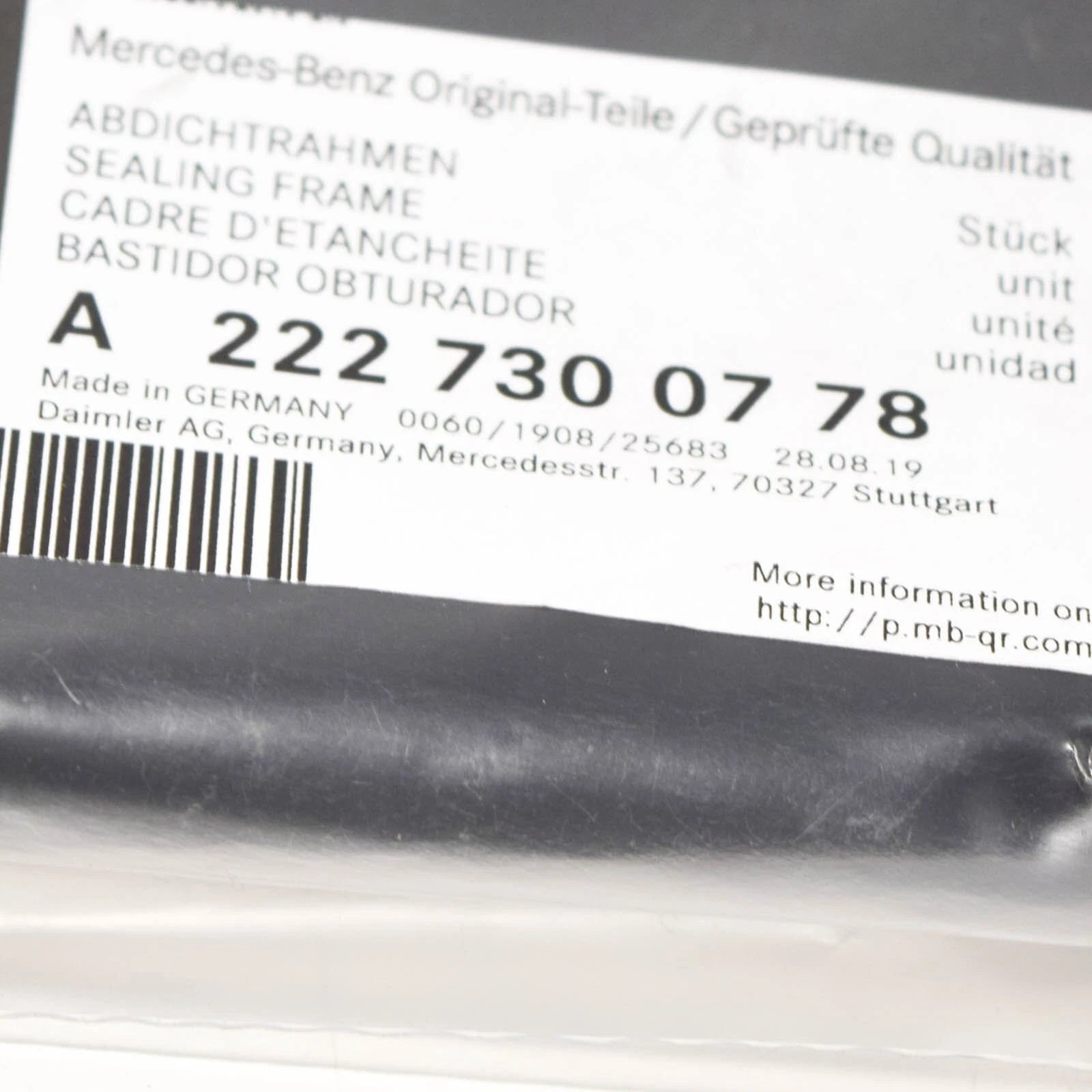 NEW MERCEDES-BENZ S-CLASS W222 REAR LEFT DOOR SEAL GASKET A2227300778 ORIGINAL