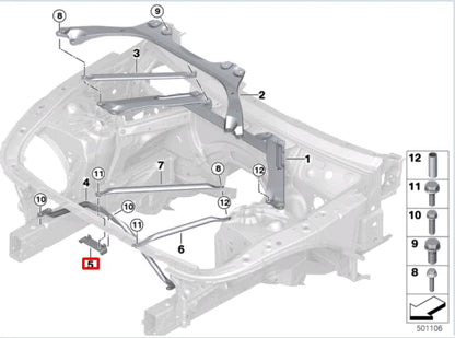 NEW BMW 5 G30 FRONT PANEL BODY SUPPORT HOLDER BRACE 51617214929 ORIGINAL
