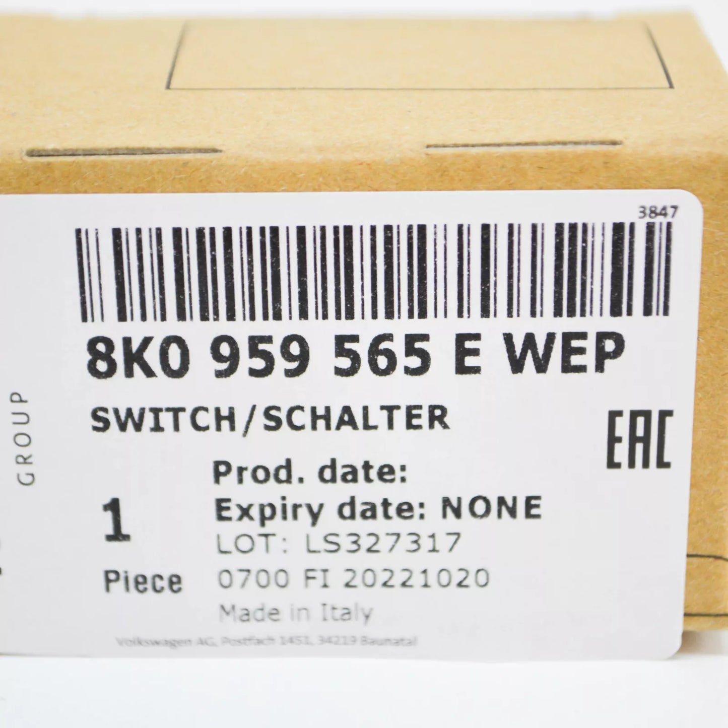 NEW AUDI A4 B8 EXTERIOR MIRROR CONTROL SWITCH 8K0959565E WEP