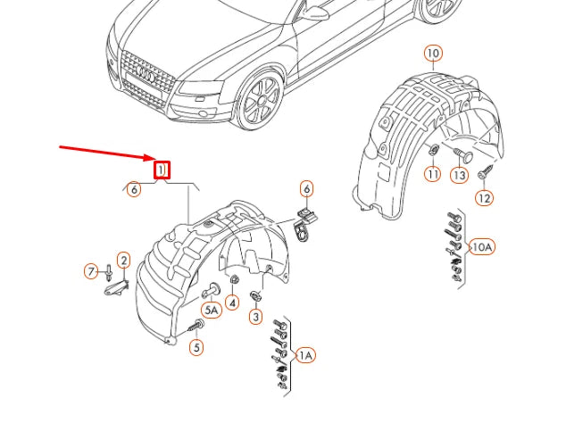 NEW AUDI RS4 QUATTRO B8 FRONT RIGHT WHEEL HOUSING LINER 8K0821172K