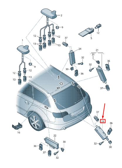 new audi a6 avant c6 left bootlid antenna amplifier 4f9035225j original