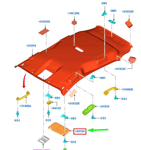 new ford b-max b232 right side sun visor lhd 2014583 av11-a04100-jd34x1 original