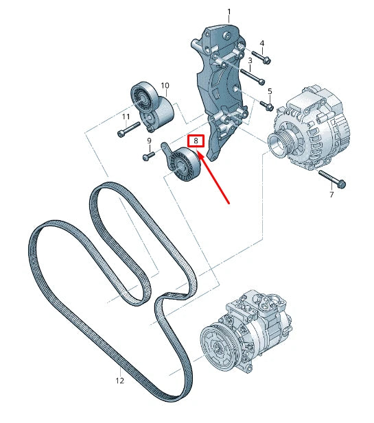 NEW AUDI RS3 ALTERNATOR HOLDER WITH IDLER PULLEY 07K145172F