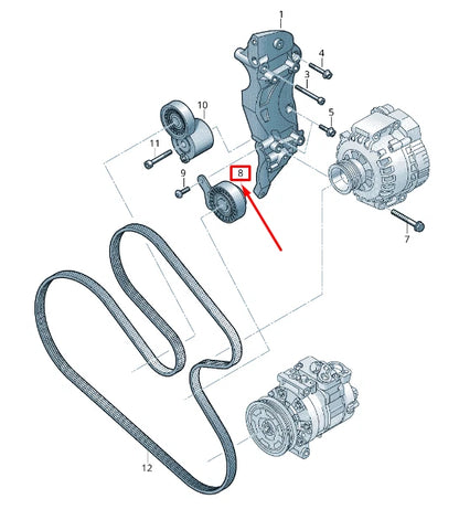 NEW AUDI RS3 ALTERNATOR HOLDER WITH IDLER PULLEY 07K145172F