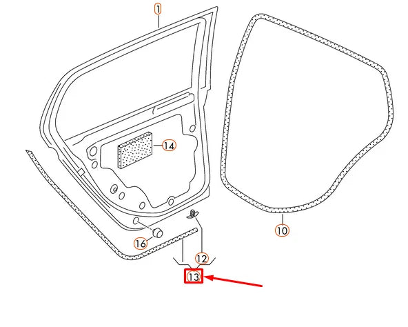 NEW VOLKSWAGEN GOLF MK6 REAR OUTER DOOR SEAL - RIGHT 5K6839700B