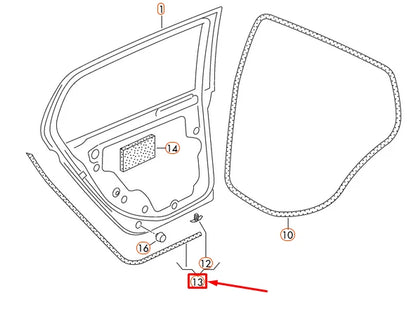 NEW VOLKSWAGEN GOLF MK6 REAR OUTER DOOR SEAL - RIGHT 5K6839700B