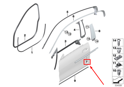new bmw m8 g16 front left door channel cover 7456037 51337456037 original